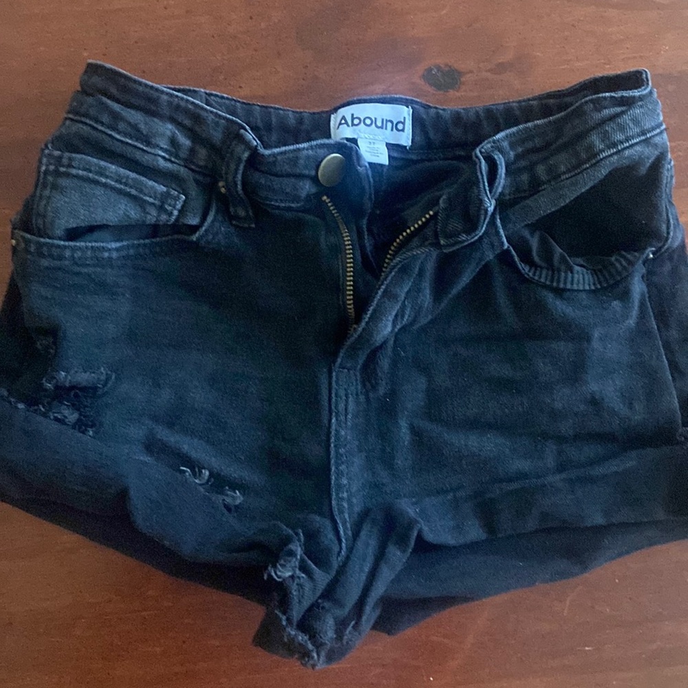 Black denim shorts